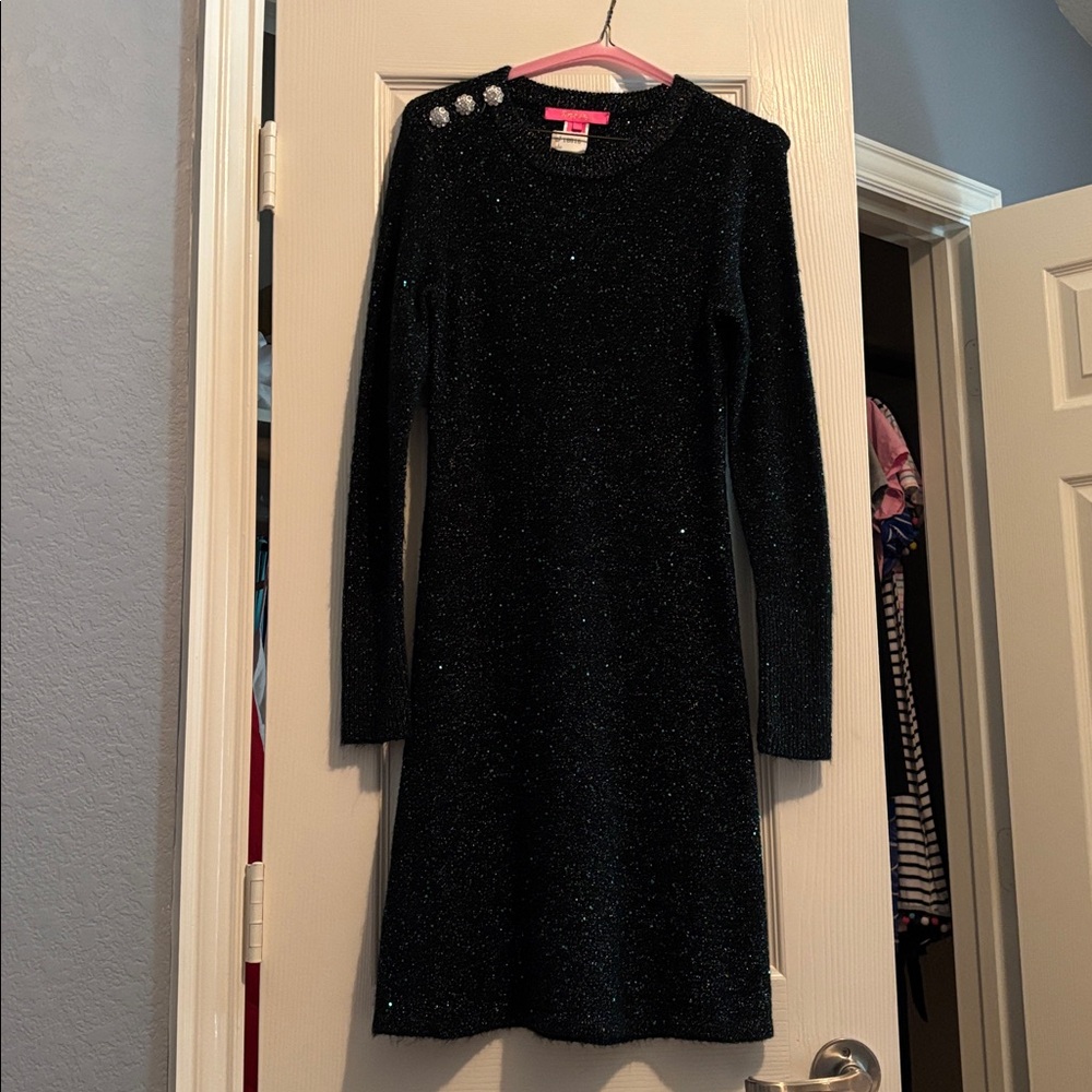 Dark green Sparkly Long Sleeve holiday Dress Lilly Pulitzer